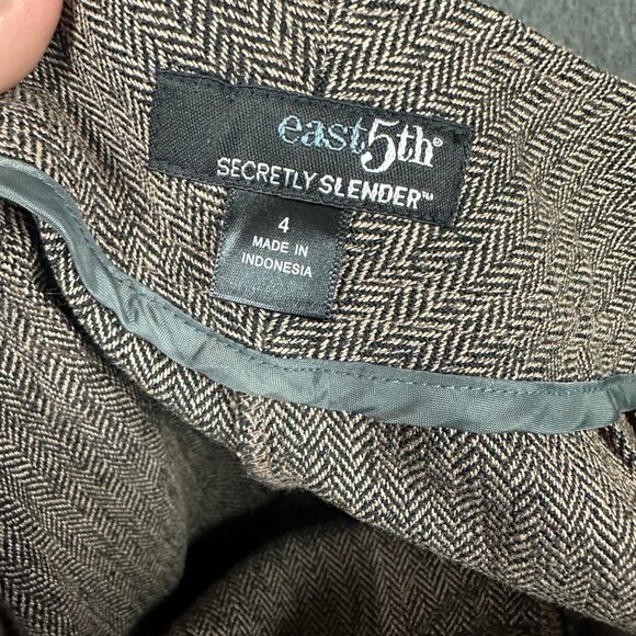 East 5th Womens 4 Brown Herringbone Secretly Slender Slim Fit Pants Office Wear - Picture 10 of 13